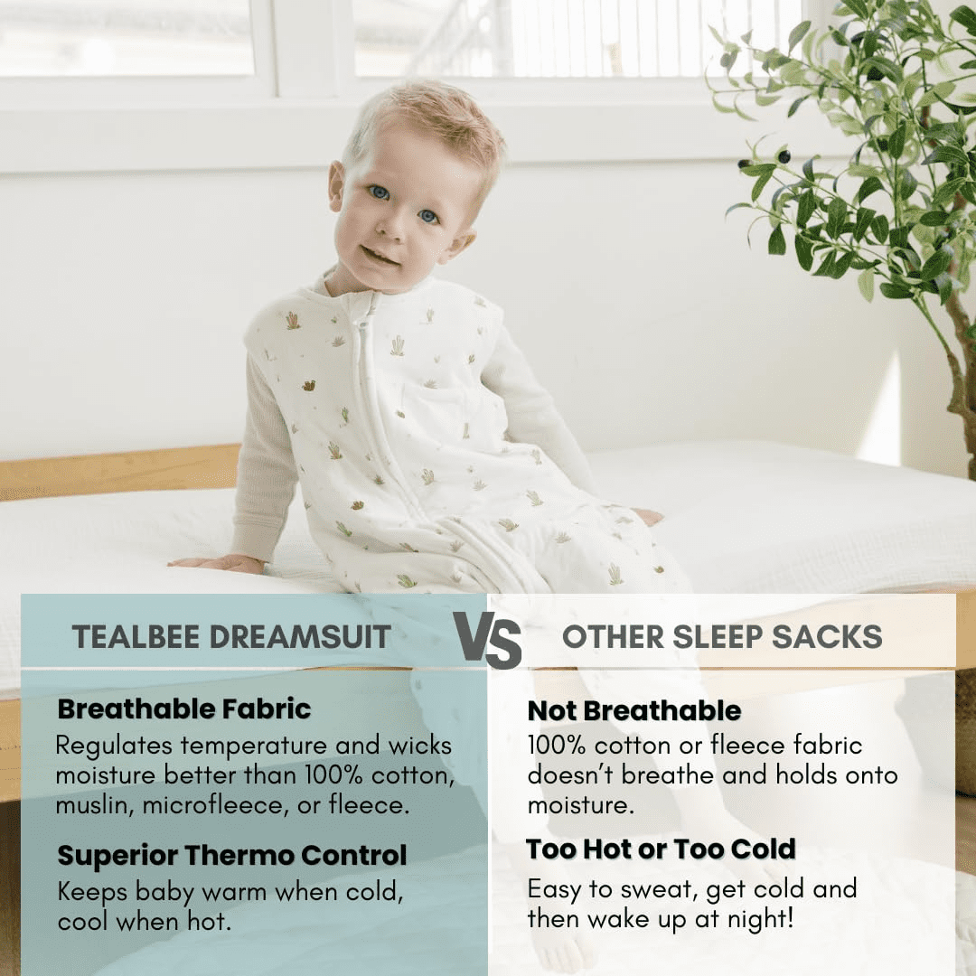 Tealbee Dreamsuit - Bamboo Sleep Sack with Legs - (0.8 Tog) Cactus 3T-4T