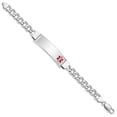 thumbnail image 2 of White Sterling Silver bracelet Medical Curb Red 8 in 10 mm, 2 of 3