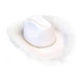 thumbnail image 2 of Sombrero de vaquero de estilo occidental para mujer, sombreros con borde de plumas, gorras de para boda, novia Colcomx Sombrero de vaquero, 2 of 8