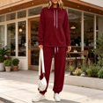 thumbnail image 2 of Womens Sweatshirts Hoodies Dqueduo Women's Two Piece High Neck Sports Suit Long Sleeve Drawstring And Jogger Pants Casual Pocket Set, Sizes S-XXL, 2 of 10