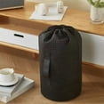 thumbnail image 2 of SLYNSHome Non Woven Fabric Drawstring Storage Bag Round Bottom Cylindrical Durable Space Saving Eco Friendly Organizer - Black, 2 of 7