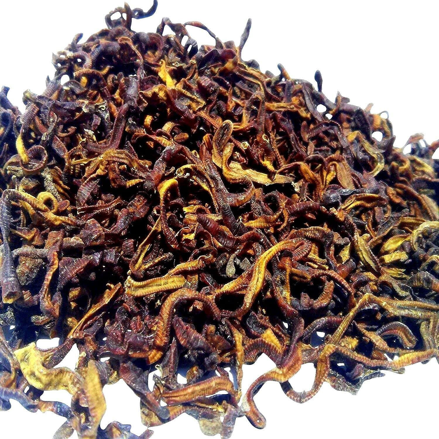 2-lbs Freeze Dried Earthworms, Ideal for Large Tropical Fish, Pond Fish, Land & Aquatic Turtles, Reptiles. Aquatic Foods Premium Freeze Dried Tropical Fish Foods. 2-lb-Jar
