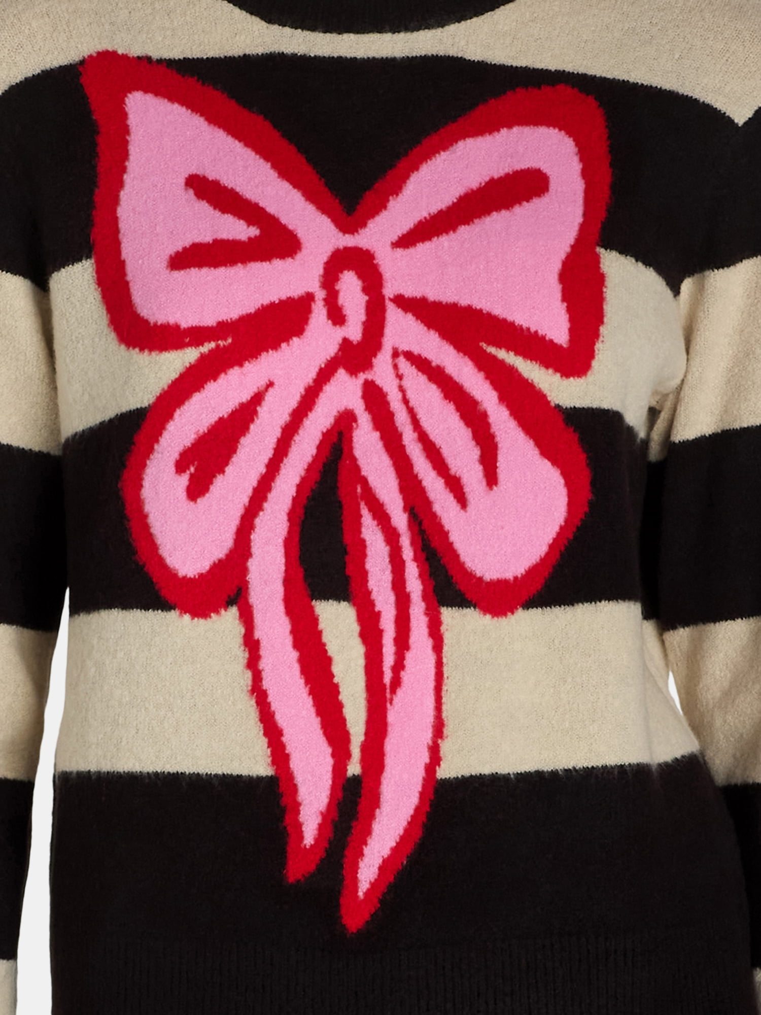 99 Jane Street Women’s and Women's Plus Striped Sweater with Bow Design, Sizes XS-4X