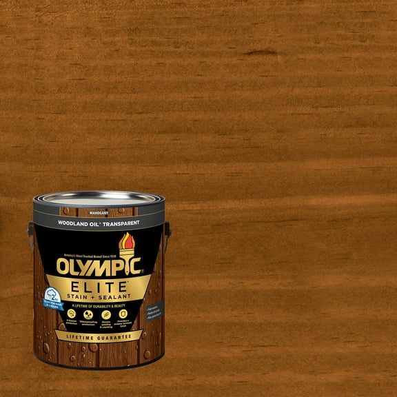 Olympic Elite 1 Gallon Mahogany Woodland Oil Transparent Exterior Stain and Sealer in One Low VOC