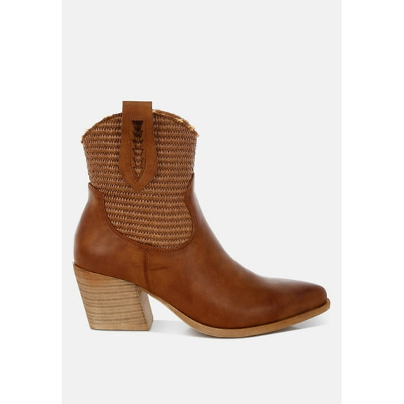 Big Mood Raffia Faux Leather Cowboy Boots