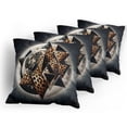 thumbnail image 5 of Ambesonne Leopard Throw Pillow Cover 4 Pack, Polygonal Globe Full Moon, 24", Dark Blue Grey and Amber, 5 of 7