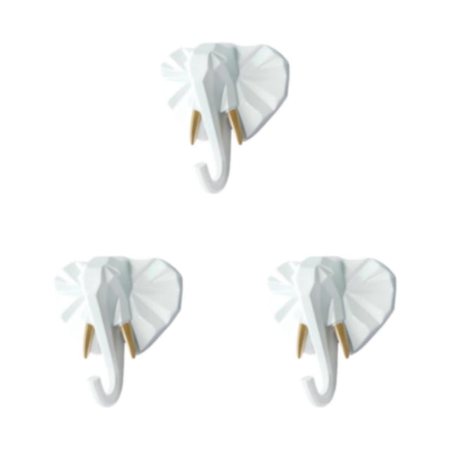 Guardoinrt Animal Head Coat Hook Resin Elephant Head For Unique Decorative Touch Good White gold (elephant 3Set