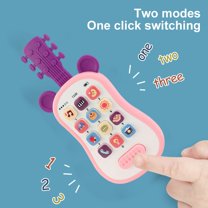 KOYPTL Simulation Baby Educational phone Toy with Music Sounds Guitar Shaped for Toddler Kids 3-6-8-12 Months,12-Mode Learning Smart Phones Soothing Gift for Christmas Stocking Stuffers Birthday