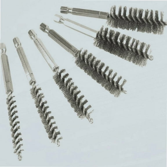 Twisted Wire Bore Brush Set, Stainless Steel, 8 10 12 15 17 and 19mm