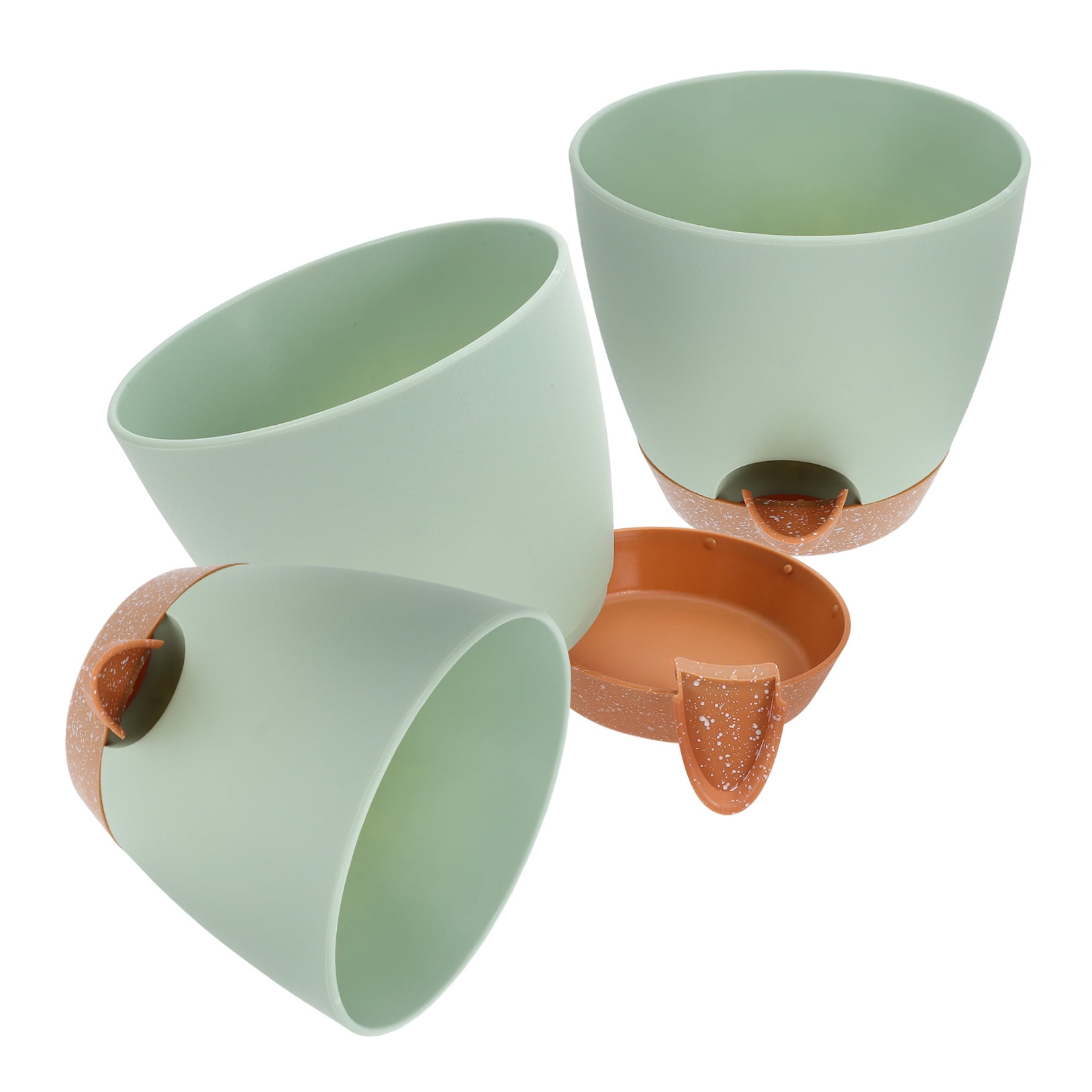 HONMEET 3-Piece Green Hydroponic Planter Set for Indoor Gardening, Plastic Pots Ideal for Home and Office Decoration