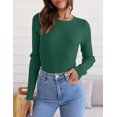 thumbnail image 2 of Women's Long Sleeve Crewneck Tops 2024 Spring Fall Clothes Ribbed Knit Sweater Slim Fitted Casual Basic Tee Shirts, 2 of 4