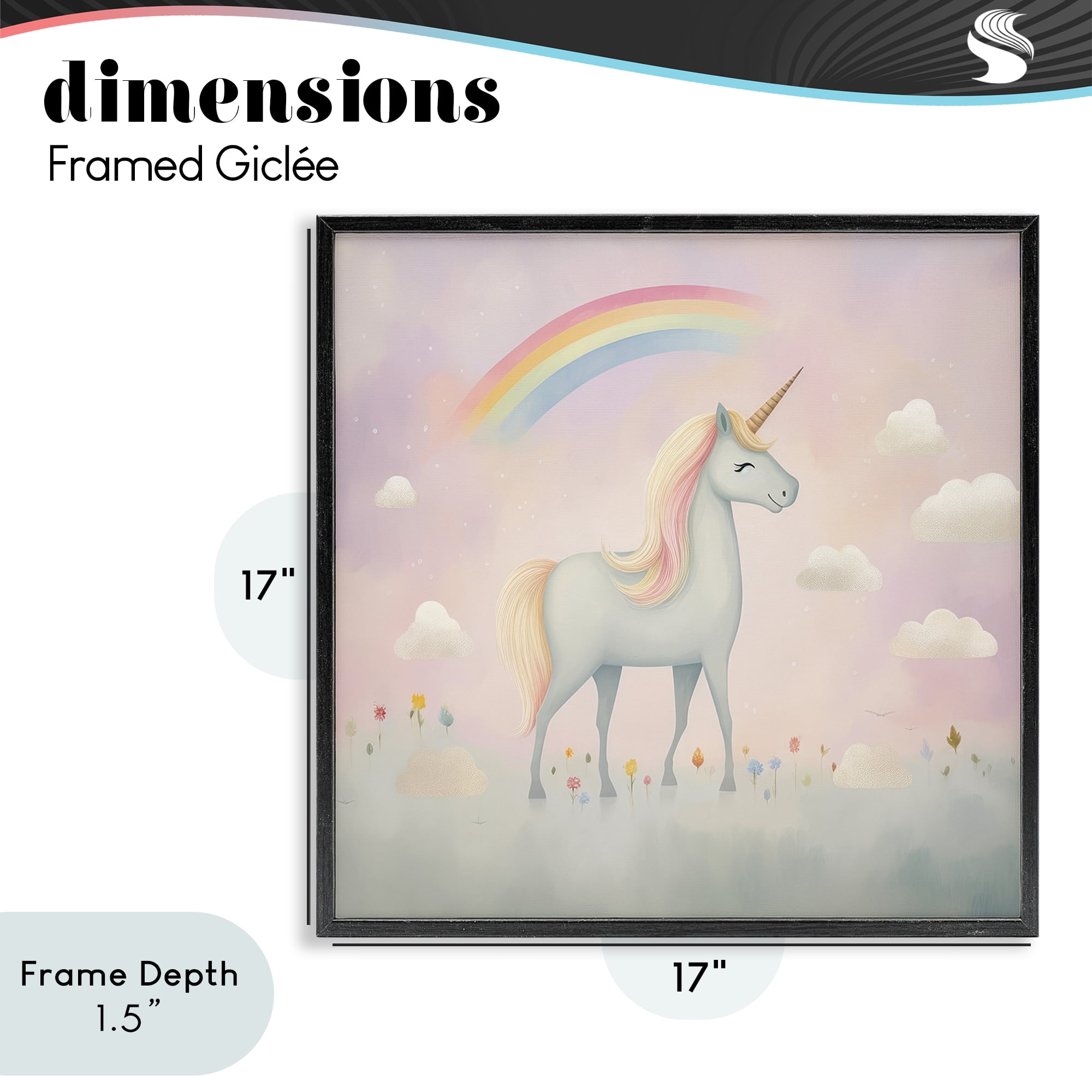 Stupell Industries Mystical Unicorn Dreams in Pastel Black Framed Giclee Art, design by Lazar Studio