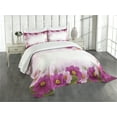 thumbnail image 3 of Ambesonne Pink Quilted Bedspread Set 3 Pcs, Romantic Daisies Framework, King Size, Pink Pale Pink Green, 3 of 5