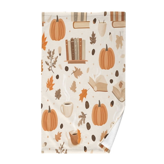 Yayeee 100% Cotton Hand Towels for Bathroom 16" x 28" Soft Absorbent Kitchen Towel, Orange Fall Pumpkin