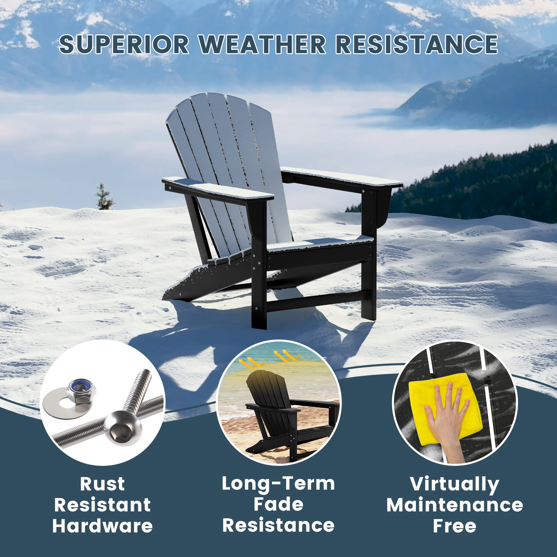 WestinTrends Dylan Outdoor Adirondack Chair, Black