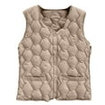 thumbnail image 4 of Women's Lightweight Down Vest, Sleeveless Quilted Puffer Jacket with Cotton Blend Shell, Warm Winter Insulated Vest, Slim Fit Casual Sleeveless Coat for Women, Cold Weather Thermal Vest Khaki XXXXL, 4 of 4