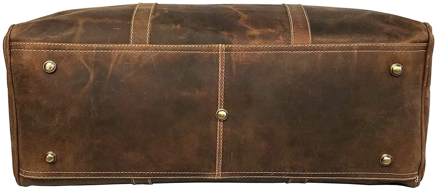 24 Inch Brown Leather Duffel Bags for Men and Women Full Grain Leather Travel Overnight Weekend Leather Bags