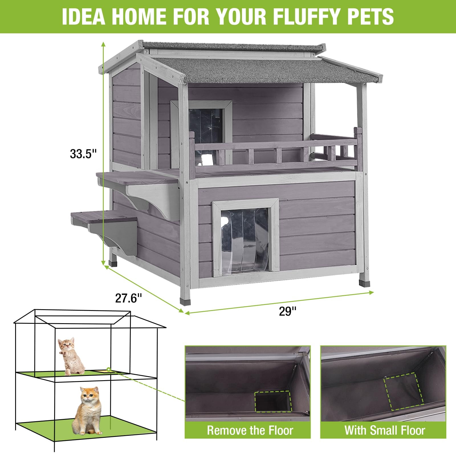 BUTINGLALE Cat House Outdoor Insulation Feral Kitty Shelter with Insulated Liner for Winter,Waterproof Heated Cat Condo