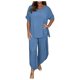 thumbnail image 1 of 2025 Conjuntos de dos piezas de punto para mujer: tops ajustados de cuello alto y pantalones acampanados, poliéster, elegante/informal (S-XXL), 1 of 8