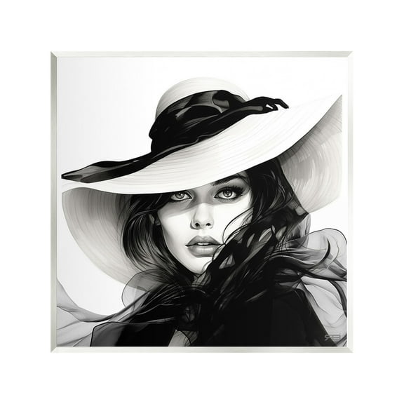 Stupell Industries Chic Woman Gazing Beauty & Fashion Painting Unframed Art Print Wall Art, 12 x 12