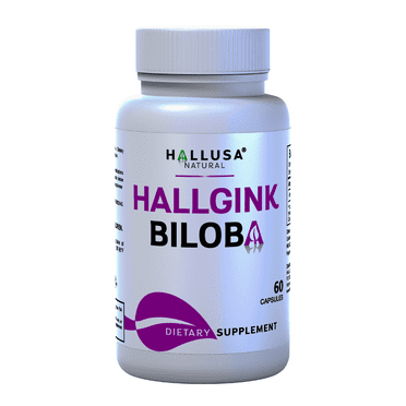 HALLGINK BILOBA 120mg - Ginkgo Biloba Supplement - Brain Memory Concentration - Mental Clarity Focus - 60 Capsules - Hallusa Natural