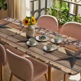 thumbnail image 3 of Texas Star Vintage Table Cloths for 8 Foot Rectangle Tables, Berry Dark Brown Wooden Patio Waterproof Elastic Fitted Tablecloths, Washable Rectangular Table Cover for Camping, 3 of 8