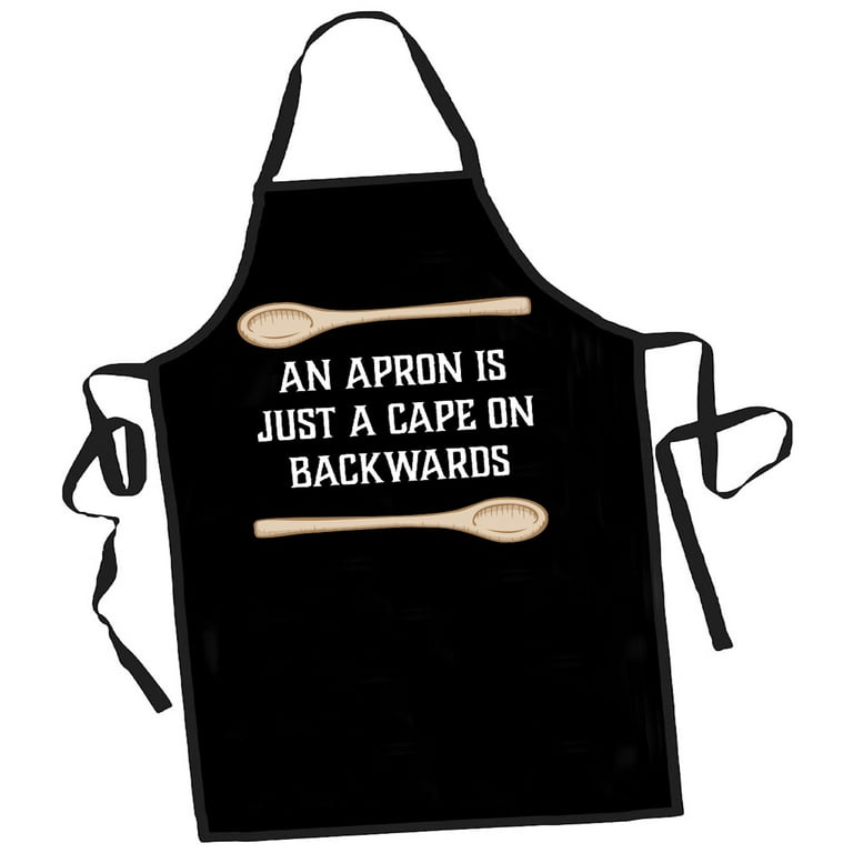 WHAT ON EARTH Cape Backwards Apron - Funny Kitchen Apron, Black Cooking  Smock