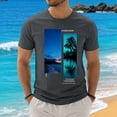 thumbnail image 2 of Beach Shirts for Men Beach T Shirt Tropical Vintage Summer Short Sleeve Tee Top Dark Gray,2XL, 2 of 5