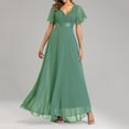 thumbnail image 4 of Puntoco Vestido De Manga Corta Con Cuello En V, Vestido De Noche De Dama De Honor Para Banquete De Gasa Para Mujer, Color Verde Menta L, 4 of 9