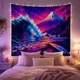 thumbnail image 2 of Ocean Waves Digital with Sunset Sunrise Massive Curling, Mystical Fantasy for Space Lovers, Galaxy Room Decor, Housewarming Gift, Tapestry Wall Hanging for Bedroom and Dorm, 2 of 7