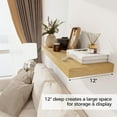 thumbnail image 4 of 12" Deep Floating Shelves Wall Mounted, 36 x 12  Wood Shelves Wall Mounted, Large Storage Floating Shelf Display Hanging Shelf, Deep Oak Shelves for Bathroom, Living Room, Kitchen, Set of 1, 4 of 13