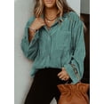 thumbnail image 4 of Asyoly Womens Corduroy Button Down Shirts Jacket Boyfriend Long Sleeve Solid Color Shacket Jacket Oversized Coats Casual Loose Tops with Pocket, 4 of 9