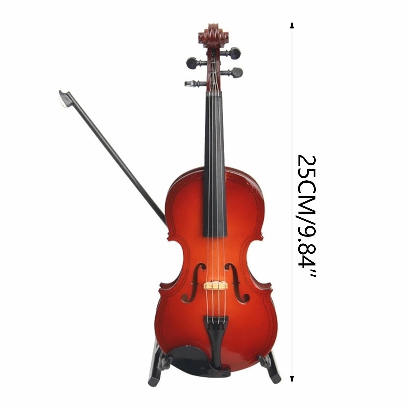 Mini Musical Instrument Violin Model, 1/12 Scale Ornament, Music Teacher Gift, School and Student Decorative Collectible, Portable Display for Home and Office