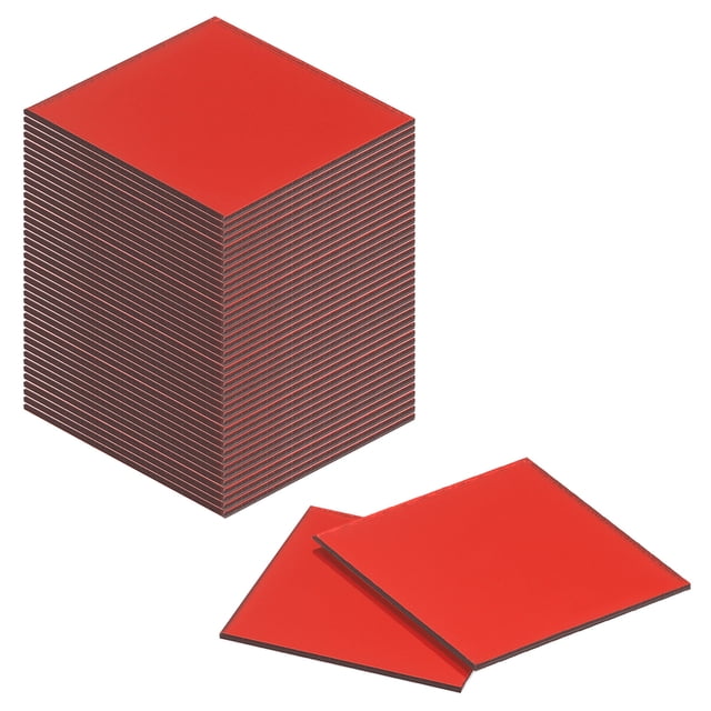 Uxcell 72Pack 1.2 x 1.2 Inch Mosaic Mirror Tiles, Medium Red Self-Adhesive Glass Stickers