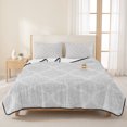 thumbnail image 3 of King Quilt Set 96''x106'', White Moroccan Lightweight Bedspread Coverlet Set with 2 Pillow Shams, Boho Morocco Geometric Quatrefoil Grid Breathable All Season Quilt Bedding for Bedroom/Guest Room, 3 of 9