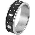 thumbnail image 1 of YAZI 8mm Moon Star Sun Statement Ring Stainless Steel Boho Jewelry for Women Men, 1 of 12