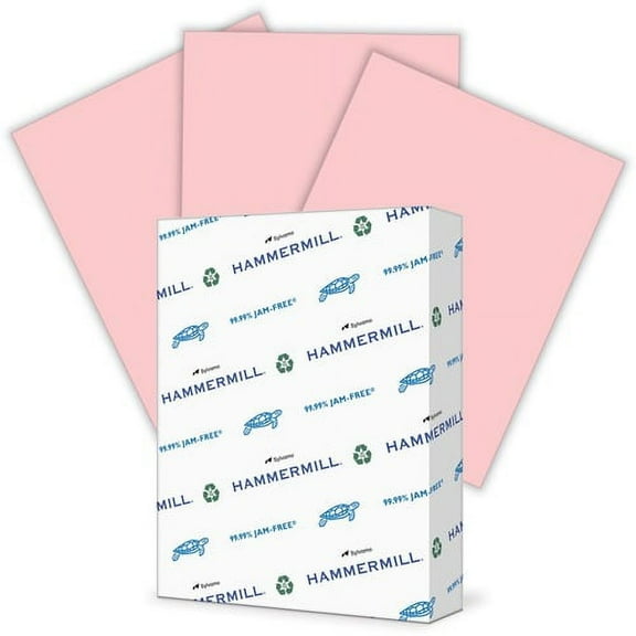 Hammermill Colors Recycled Copy Paper - Pink - Letter - 8 1/2" x 11" - 24 lb Basis Weight - Smooth - 500 / Ream - SFI - Jam-free, Acid-free | Bundle of 5 Reams