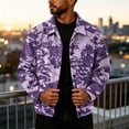 thumbnail image 4 of Delconic Mens Corduroy Jacket Loose Casual Turn Down Collar Long Sleeve Button Front Overshirt Camouflage Print Fall Winter Top Purple S, 4 of 8