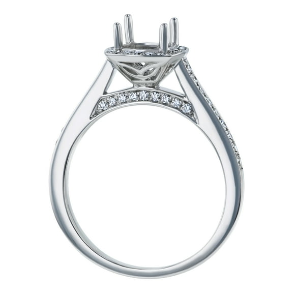 14K White Gold 1/3 ct. White Diamonds Halo Semi-Mount Engagement Ring by Hollywood Hills Jewelers