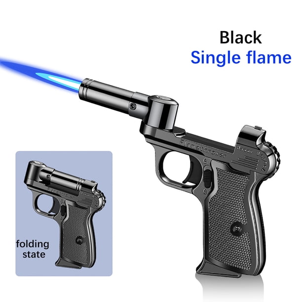 Encendedor recargable, llama impermeable, altura ajustable con butano, encendedor portátil, mechero exterior con aleación y material ABS para puros, soldadura y hogueras