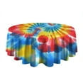 thumbnail image 5 of Colorful Tie Dye Pattern Round Tablecloth 60"x60",Wrinkle Wipeable Table Cloth for Kitchen Dining Room Picnic Patio Party, 5 of 6
