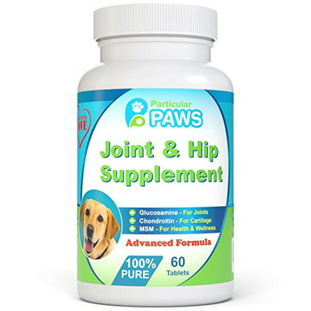 Glucosamine pour chiens Advanced Joint et supplément de la hanche avec MSM, chondroïtine, la vitamine C et E, l'acide hyaluronique, oméga 3 et oméga 6 - 60 comprimés à croquer