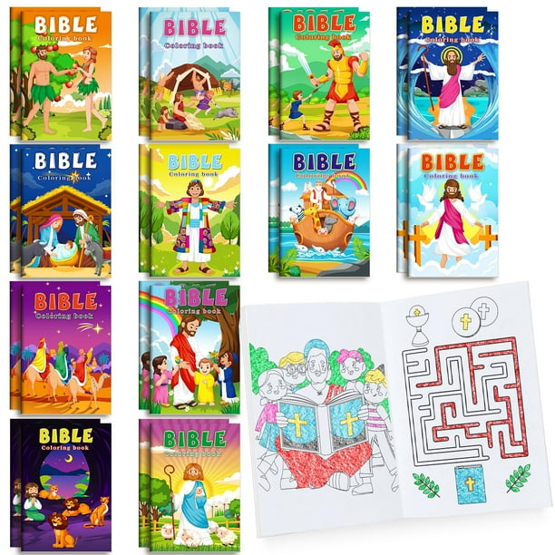 Libros para colorear BenLouis Christian Kids Bible, 24 unidades