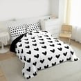 thumbnail image 3 of Manfei Girls White Black Queen Comforter Set,Cartoon Loves Print Bedding Sets,Romantic Theme Bedding Comforter Set For Kids,Microfiber Bedroom Decor Reversible,3 Pieces, 3 of 8
