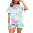 thumbnail image 1 of WILLBEST Jeans pour Femmes Ensemble 2 Pcs Pyjamas pour Femmes Hiver Imprimé Floral Graphique Chemise à Manches Courtes et Shorts Ensemble de Pyjama Pantalon Post-Partum, 1 of 5