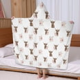 thumbnail image 5 of White Highland Cow Flower Pattern Hooded Bath Towel，60"x35" for Ages 3 To 12 Kids, Quick Dry Lightweight Soft Microfiber Hood Beach Towel Cover Up for Kids, 5 of 7