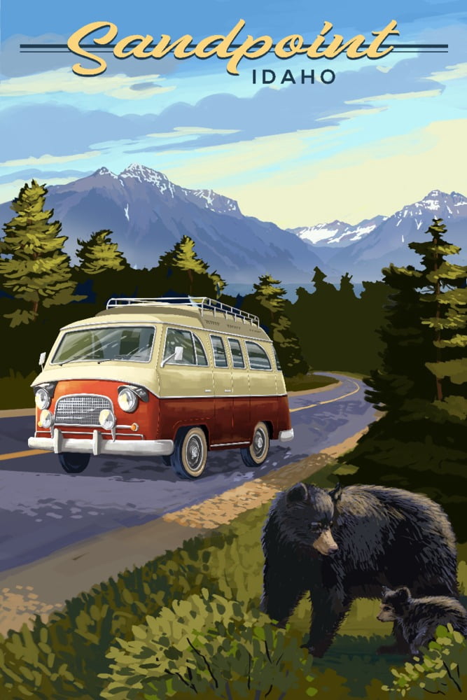 Sandpoint, Idaho, Explorer Series, Camper Van (9x12 Wall Art Print