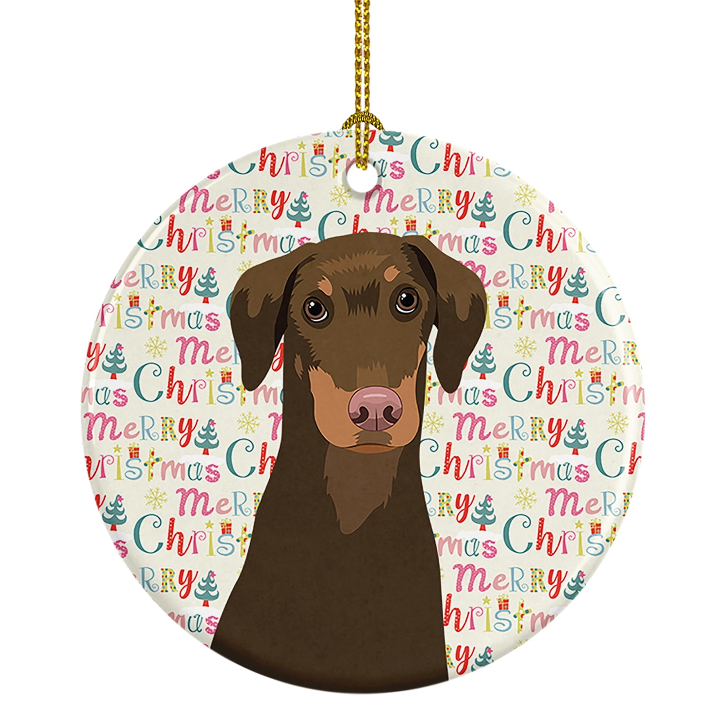 Pinscher Red and Rust Natural Ears Christmas Ceramic Ornament 2.8 in x 2.8 in Walmart.com