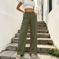 thumbnail image 3 of ClodeEU Women's Elastic Waist Straight Leg Pants With Pockets,Solid Color Casual Fashion Trousers ,Women's Plus XXL, 3 of 5