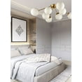 thumbnail image 3 of Claxy 8-Light Gold Sputnik Semi Flush Mount Light with Globe Milk Glass Shade, 3 of 11